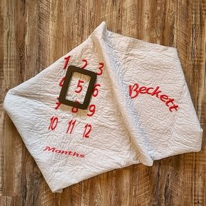 Personalized White Baby Milestone Blanket